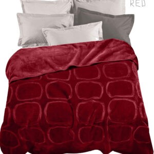 Μονόχρωμη Βελουτέ Κουβέρτα χρώματος κόκκινου