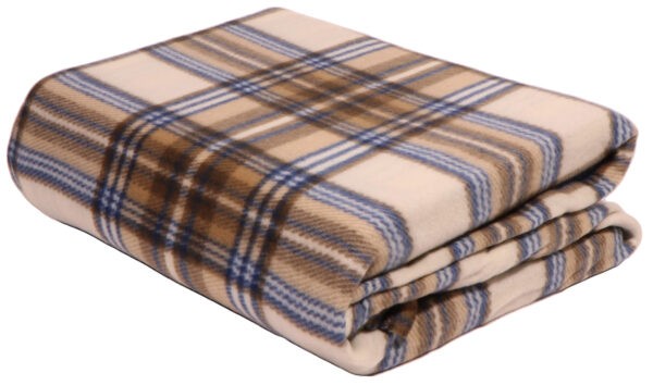 Fleece κουβέρτα σε μπεζ καρό χρώμα